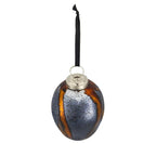 Set of 6 Brown and Orange Striped Glass Egg Ornaments 4.3 Inch Holiday Decor