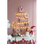 Set of 6 Christmas Ball Wreath Ornaments in Cream for Modern Holiday