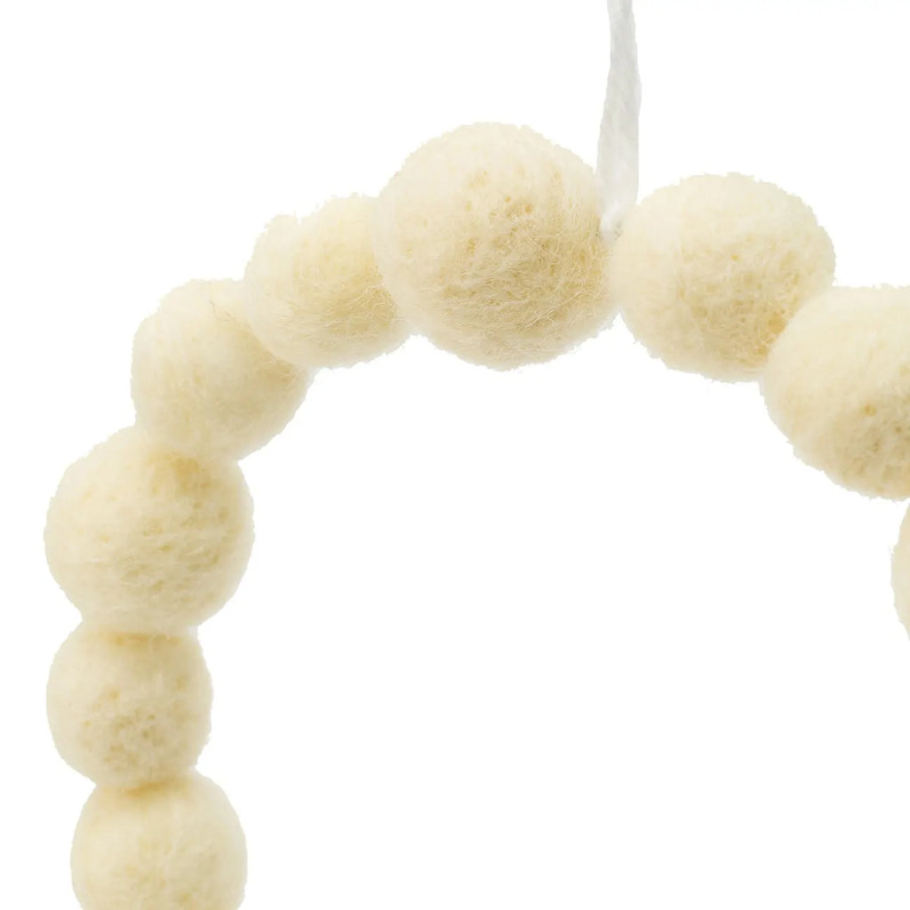 Set of 6 Christmas Ball Wreath Ornaments in Cream for Modern Holiday