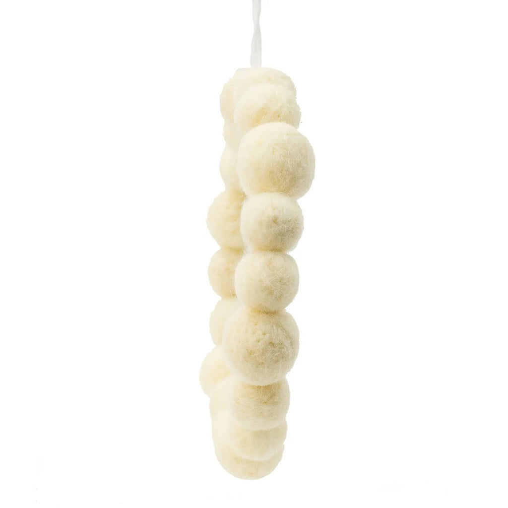 Set of 6 Christmas Ball Wreath Ornaments in Cream for Modern Holiday
