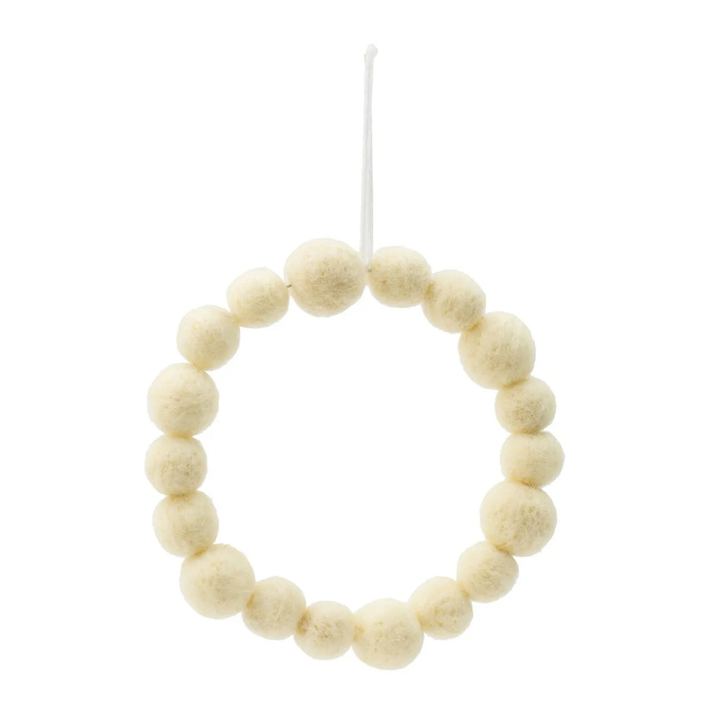 Set of 6 Christmas Ball Wreath Ornaments in Cream for Modern Holiday