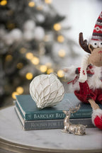 Set of 6 Clear Glass Christmas Baubles with Diamond Pattern 5.7 Inch Decor