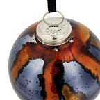 Set of 6 Orange and Blue Striped Glass Christmas Ball Ornaments 3.9 Inch
