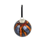Set of 6 Orange and Blue Striped Glass Christmas Ball Ornaments 3.9 Inch