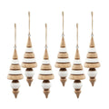 Set of 6 Wooden Eucalyptus Icicle Ornaments with White Layered Accents