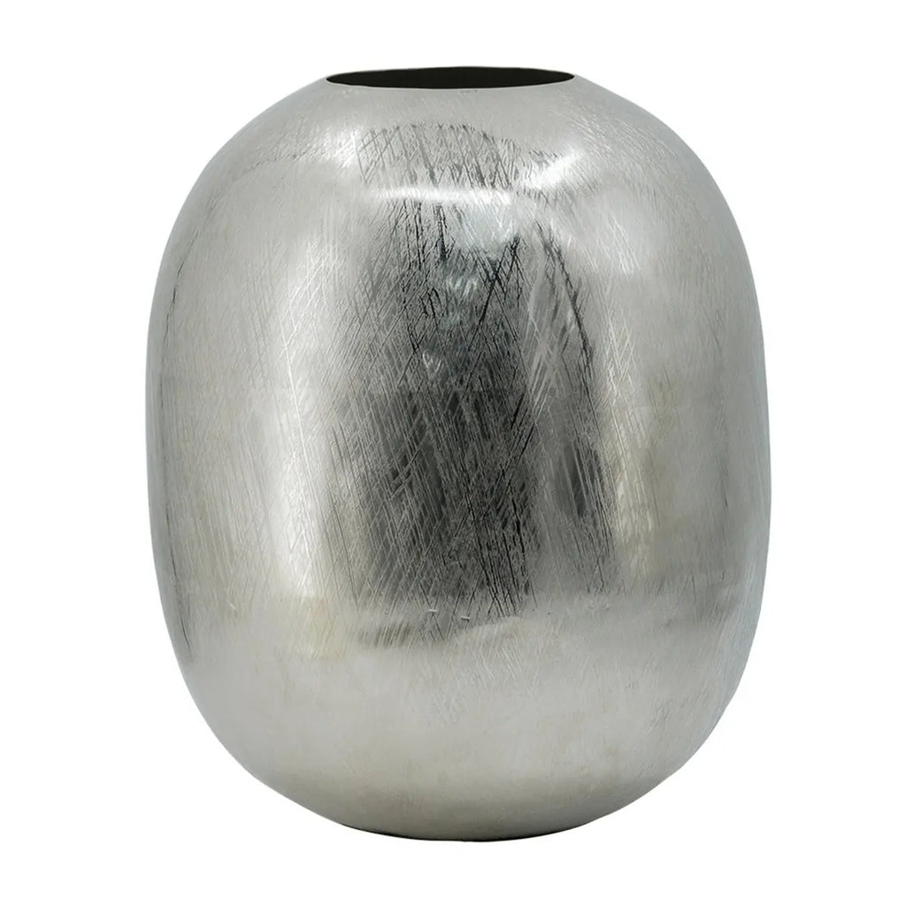Silver Streak Aluminum Vase 13 Inch Modern Home Decor Centerpiece
