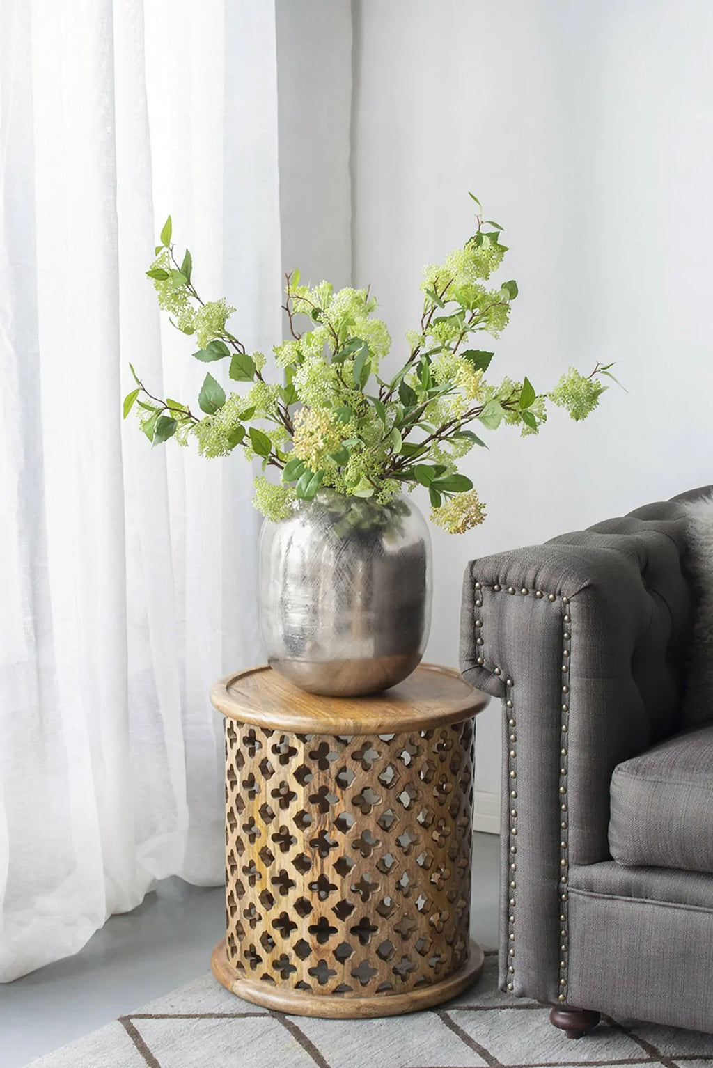 Silver Streak Aluminum Vase 13 Inch Modern Home Decor Centerpiece