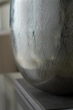 Silver Streak Aluminum Vase 13 Inch Modern Home Decor Centerpiece