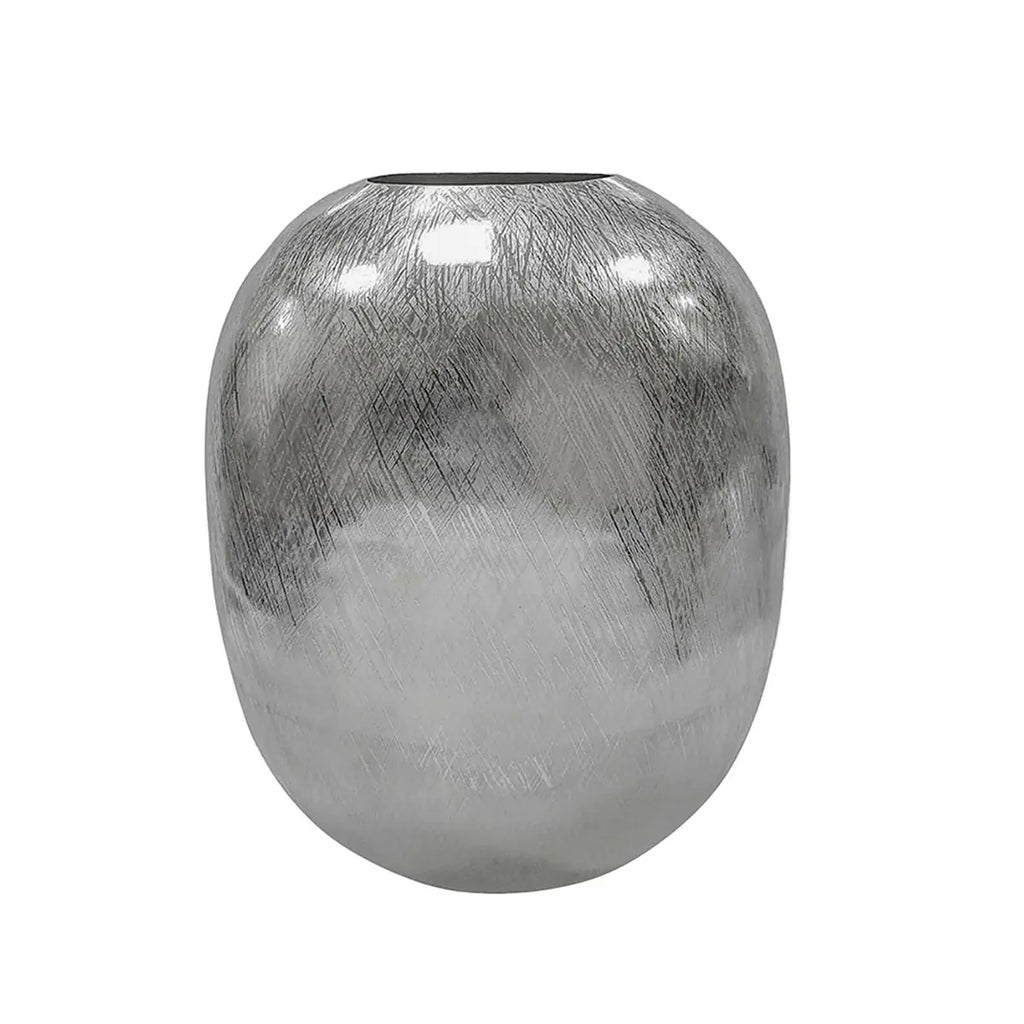 Silver Streak Aluminum Vase 15 Inch Modern Floor Vase for Home Decor