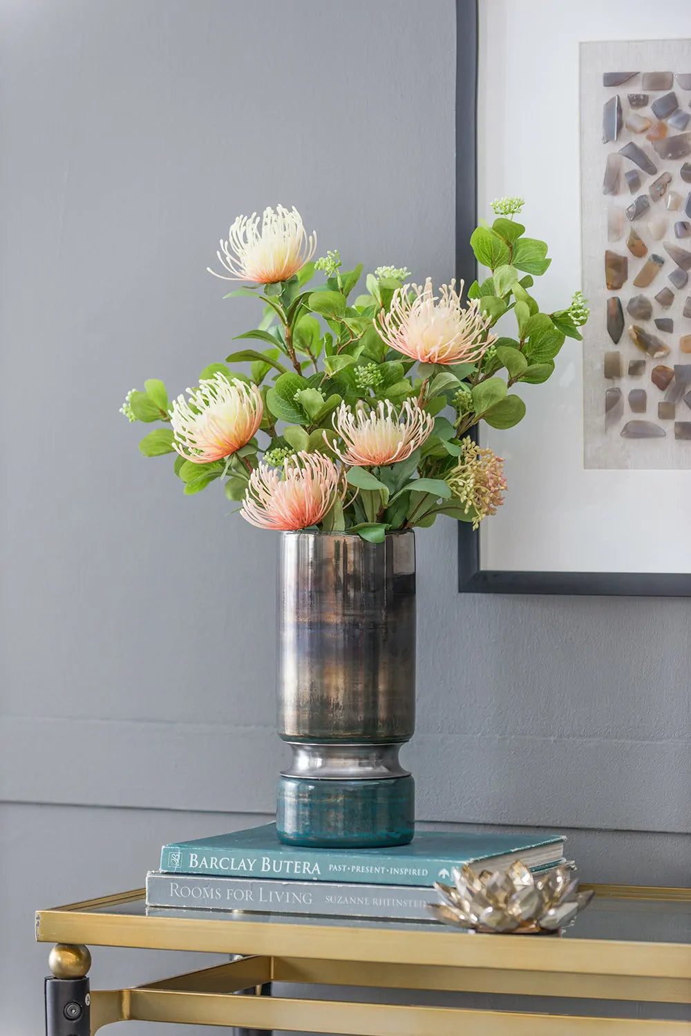 Sleek Silver Toned Glass Vase for Modern Home Decor 10 Inch Tall