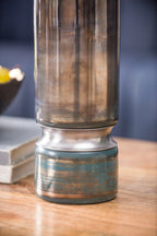 Sleek Silver Toned Glass Vase for Modern Home Decor 10 Inch Tall