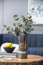 Sleek Silver Toned Glass Vase for Modern Home Decor 10 Inch Tall