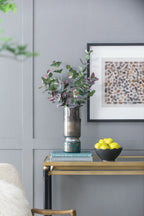 Sleek Silver Toned Glass Vase for Modern Home Decor 10 Inch Tall