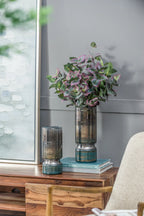 Sleek Silver Toned Glass Vase for Modern Home Decor 10 Inch Tall