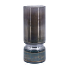 Sleek Silver Toned Glass Vase for Modern Home Decor 13 Inch Tall