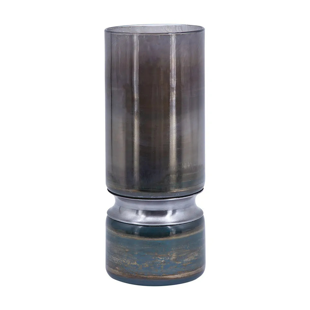 Sleek Silver Toned Glass Vase for Modern Home Decor 13 Inch Tall