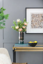 Sleek Silver Toned Glass Vase for Modern Home Decor 13 Inch Tall