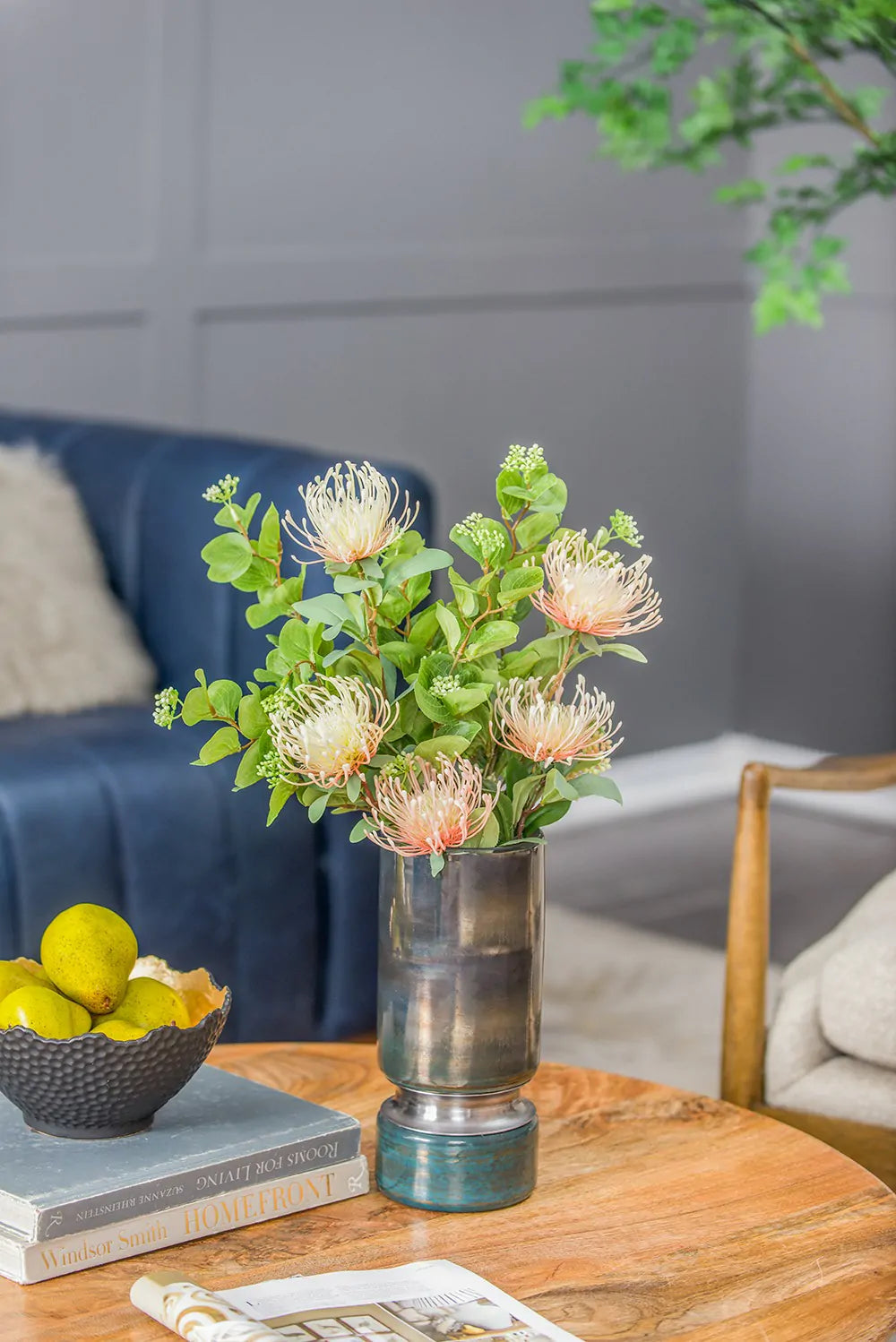 Sleek Silver Toned Glass Vase for Modern Home Decor 13 Inch Tall