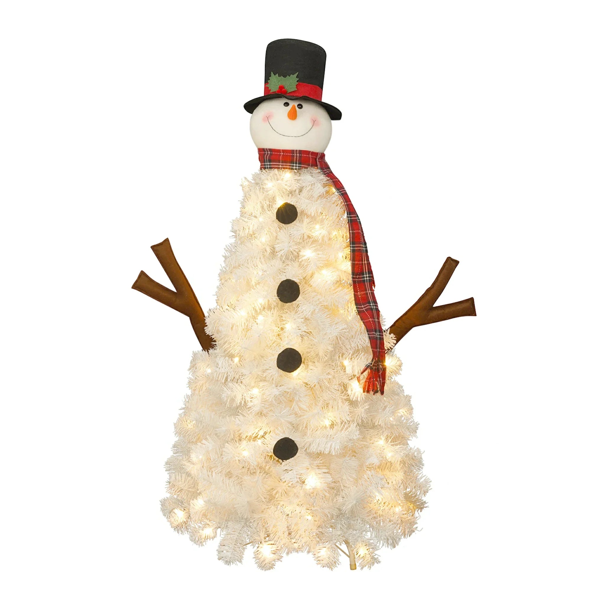 Snowman Christmas Tree 100 Lights 380 Branch Tips Xmas Decor