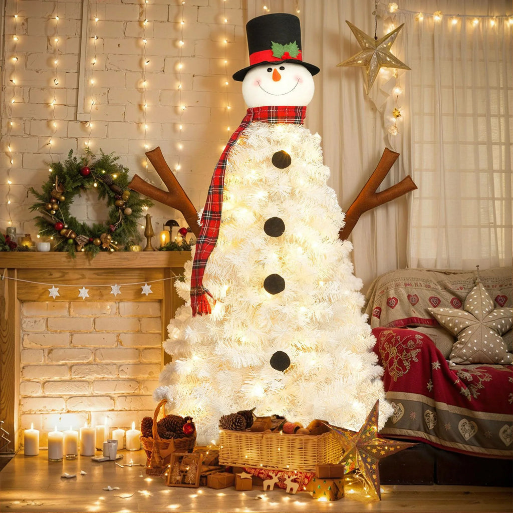 Snowman Christmas Tree 100 Lights 380 Branch Tips Xmas Decor