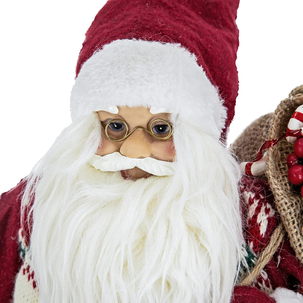 Standing Santa with Lantern and Bag, Red White