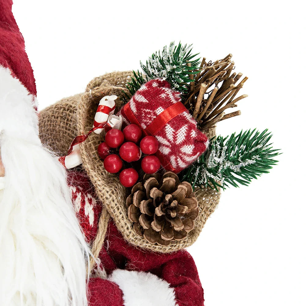 Standing Santa with Lantern and Bag, Red White