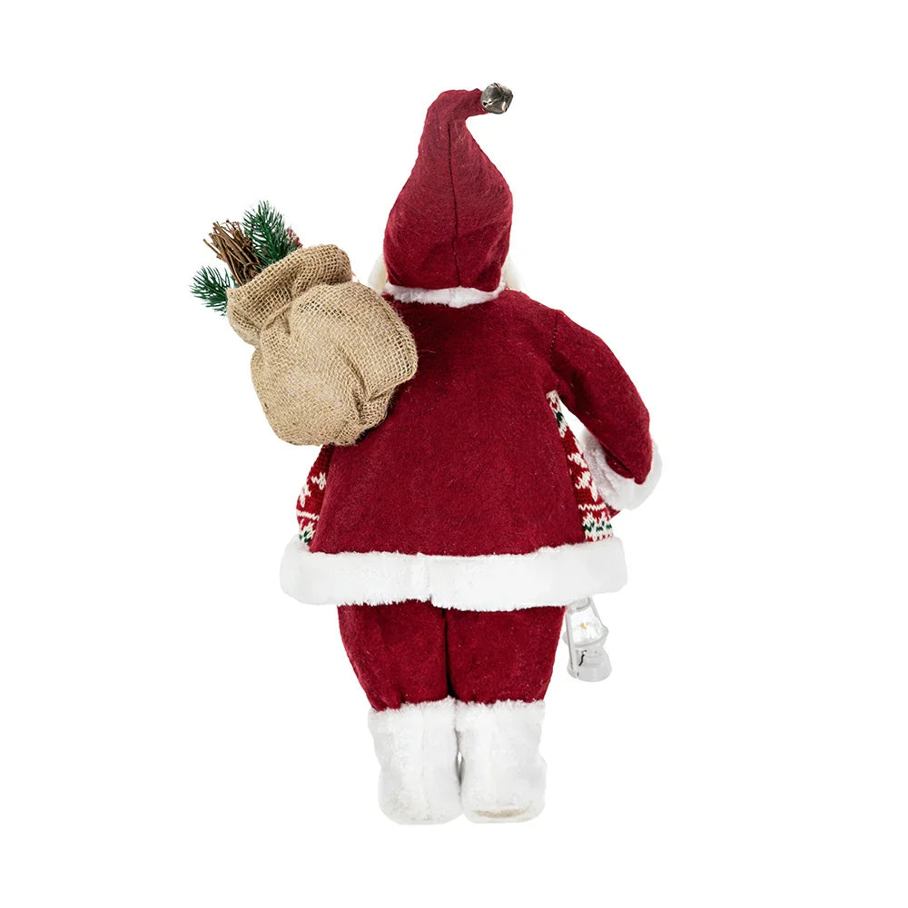 Standing Santa with Lantern and Bag, Red White