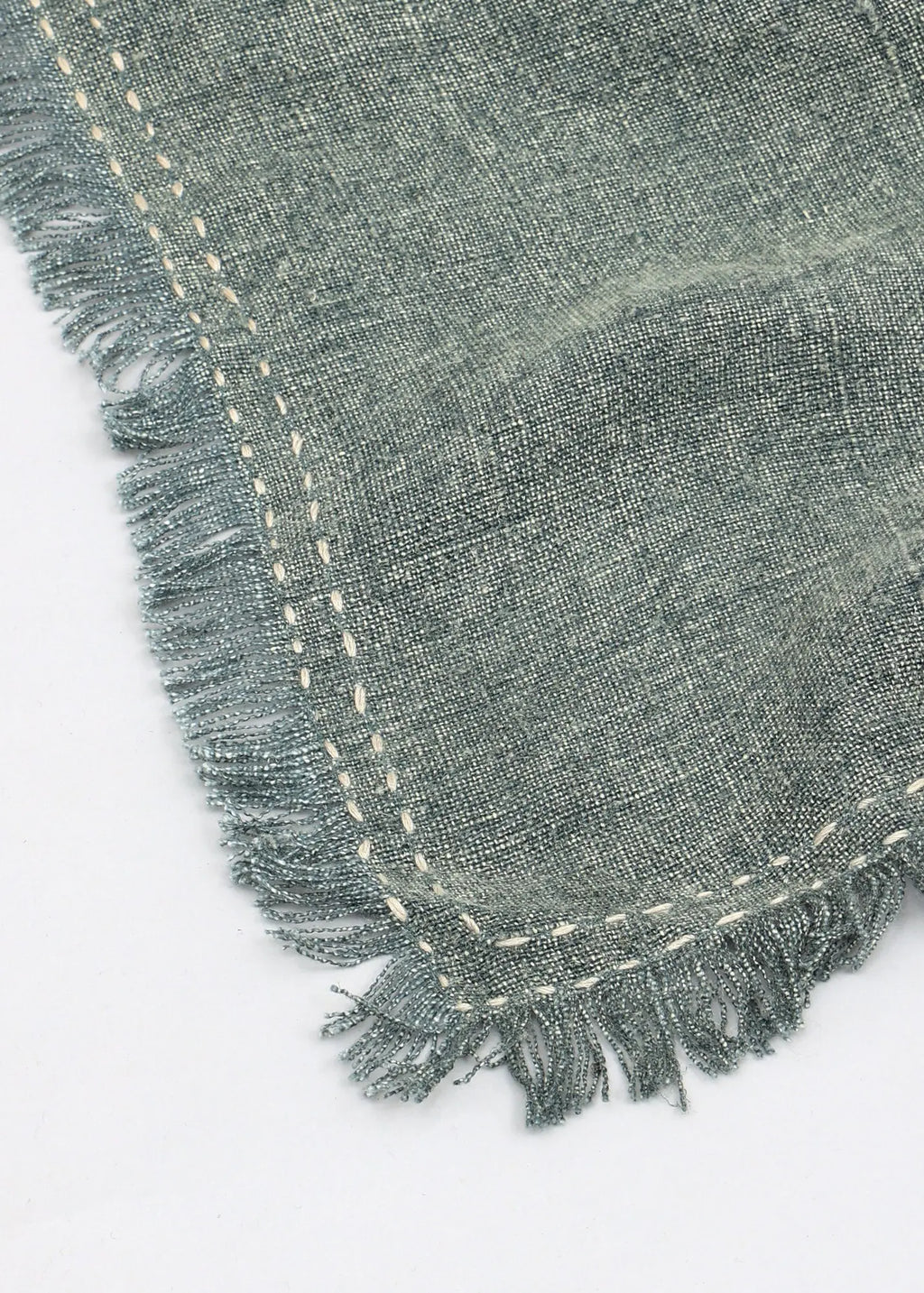 Stonewashed Linen Woven Throw Blanket with Fringe