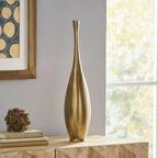 Tall Gold Metallic Bottle Vase Modern Textured Floor Vase for Home Decor