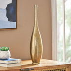 Tall Gold Metallic Bottle Vase Modern Textured Floor Vase for Home Decor