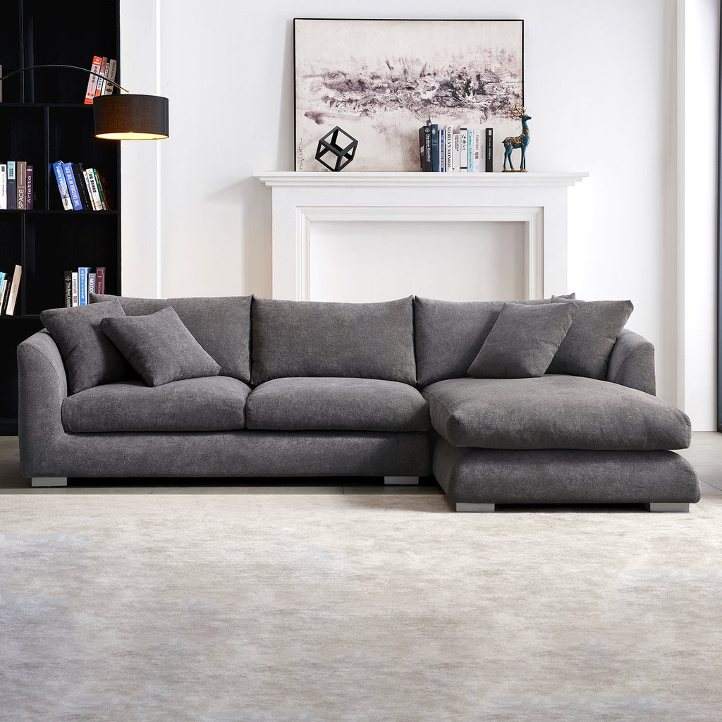Feathers Sectional Couch Chaise Lounge 88-170 Inches