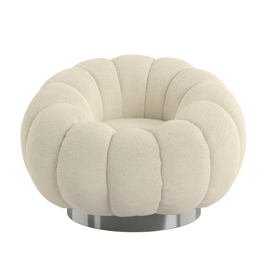 White Pumpkin Bubble Swivel Accent Chair Boneless Single Sofa