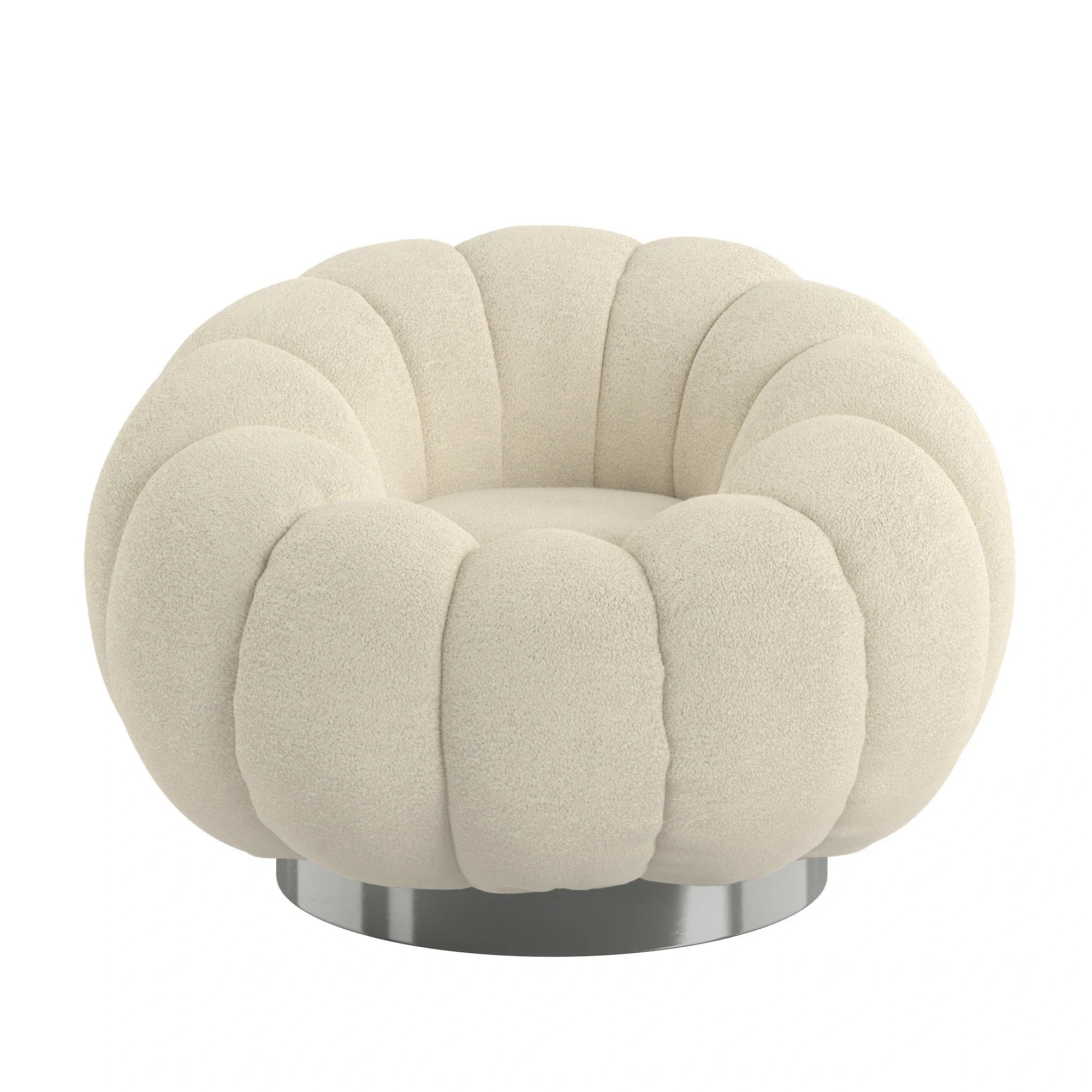 White Pumpkin Bubble Swivel Accent Chair Boneless Single Sofa