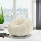 White Pumpkin Bubble Swivel Accent Chair Boneless Single Sofa