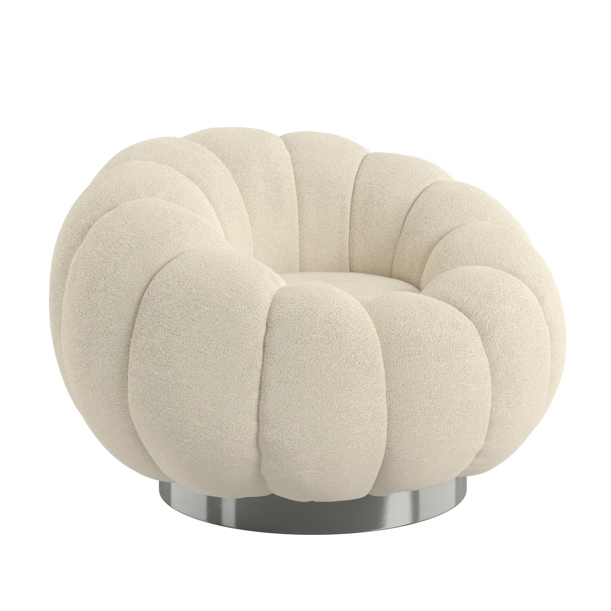 White Pumpkin Bubble Swivel Accent Chair Boneless Single Sofa