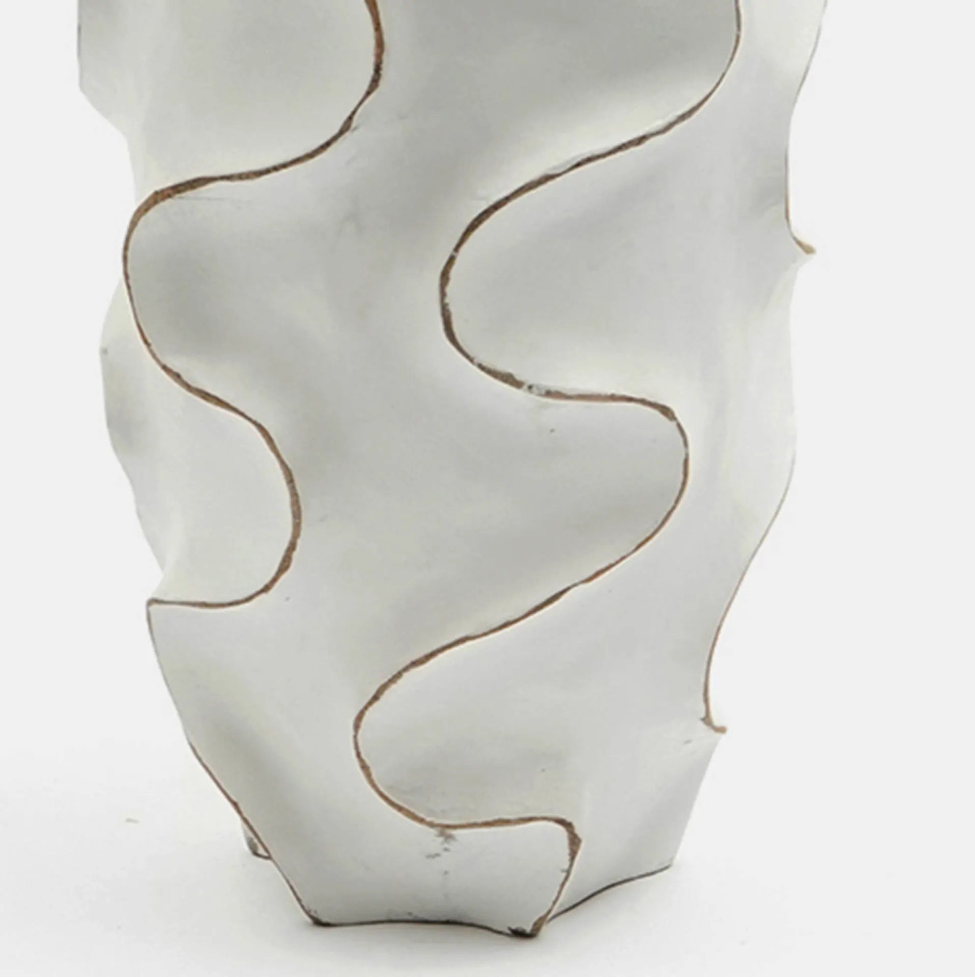 White Ribbed Wood Vase 15.5 Inch Handcrafted Sustainable Home Decor