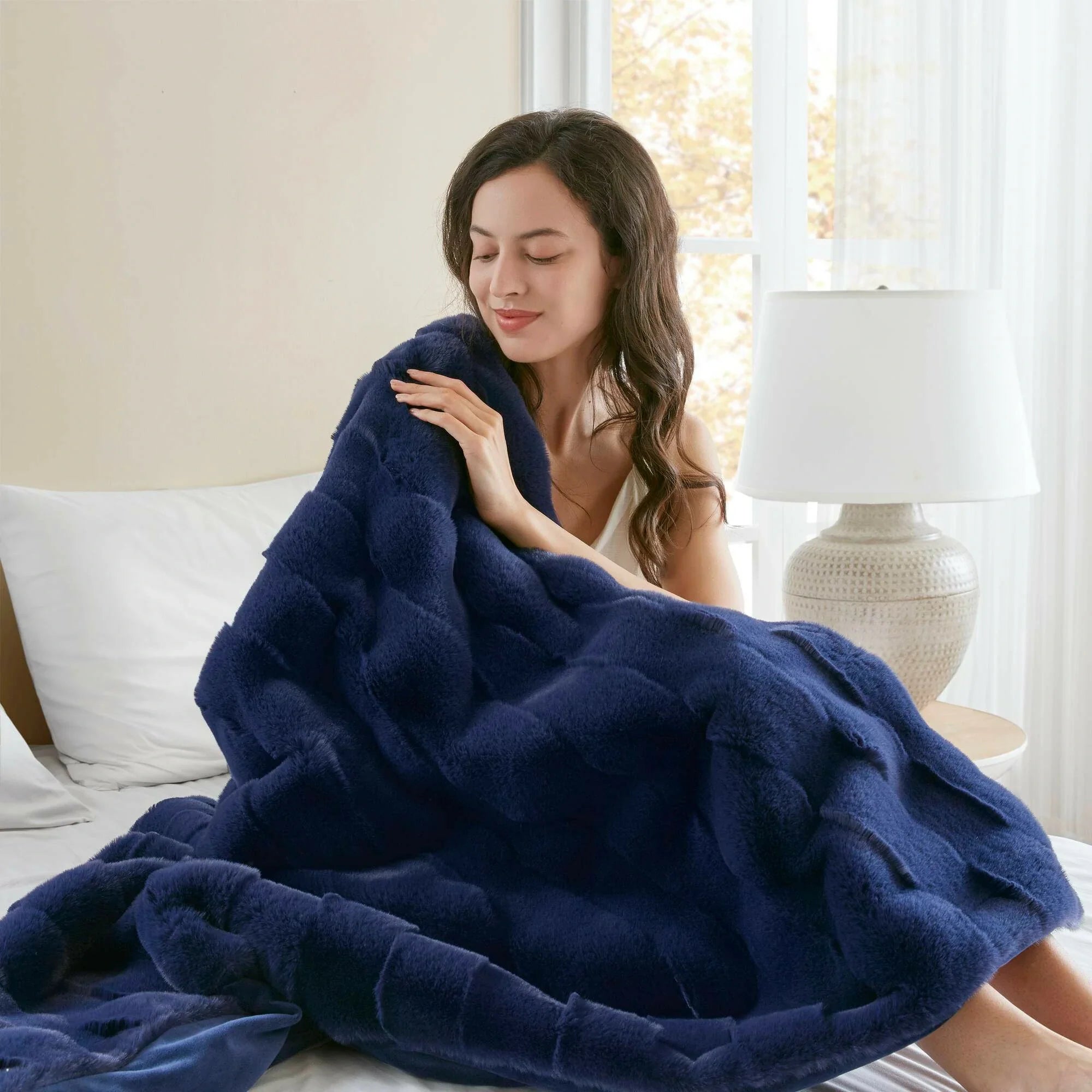 Winter Navy Throw Set-Cozy and Soft Blanket for gift