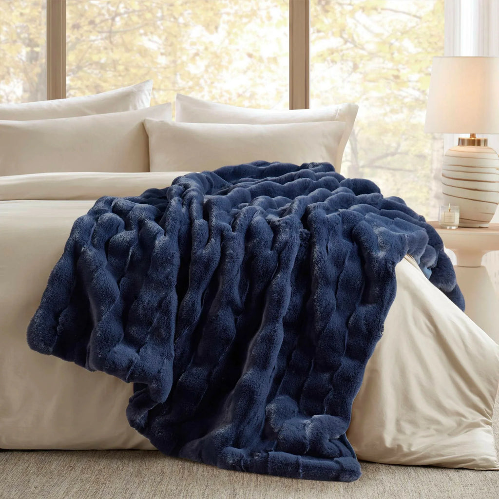 Winter Navy Throw Set-Cozy and Soft Blanket for gift