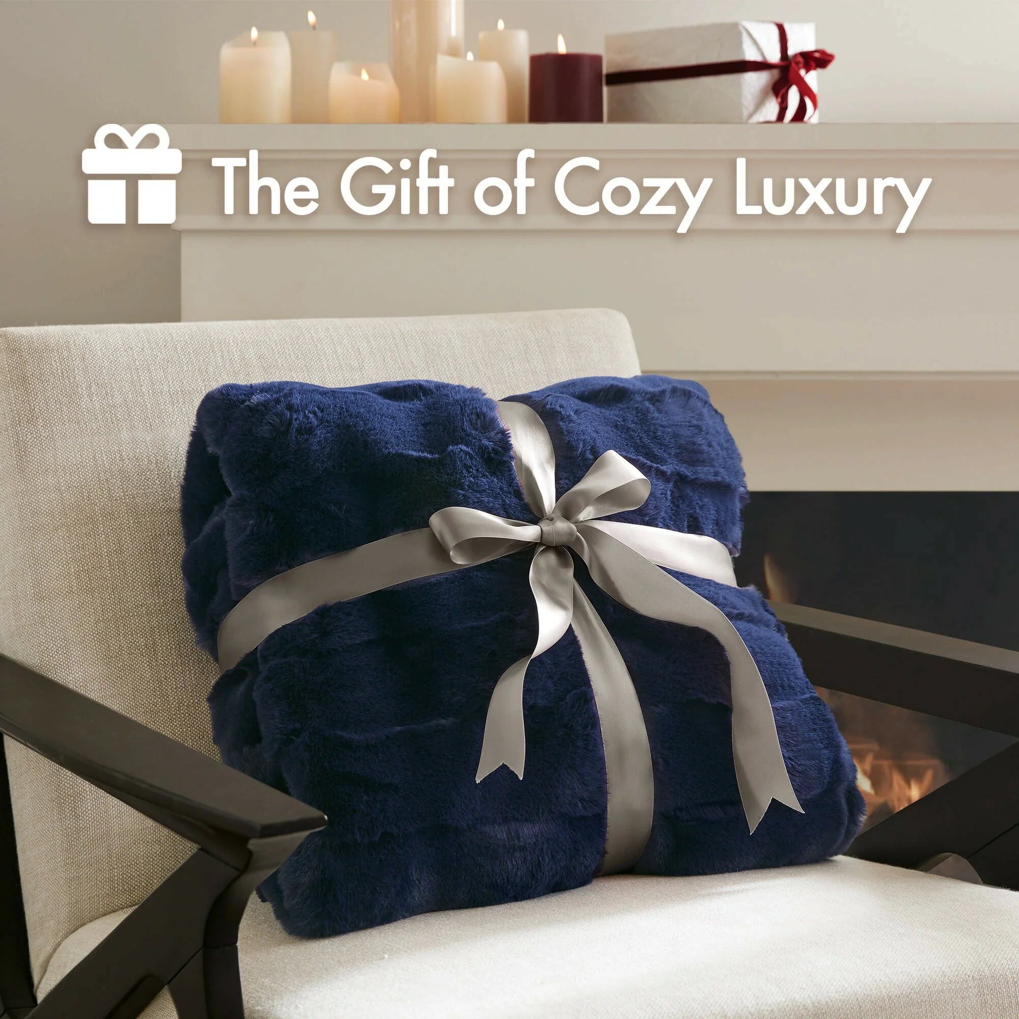Winter Navy Throw Set-Cozy and Soft Blanket for gift