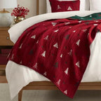 Winter Red Throw Set-Cozy and Soft Blanket for Christmas