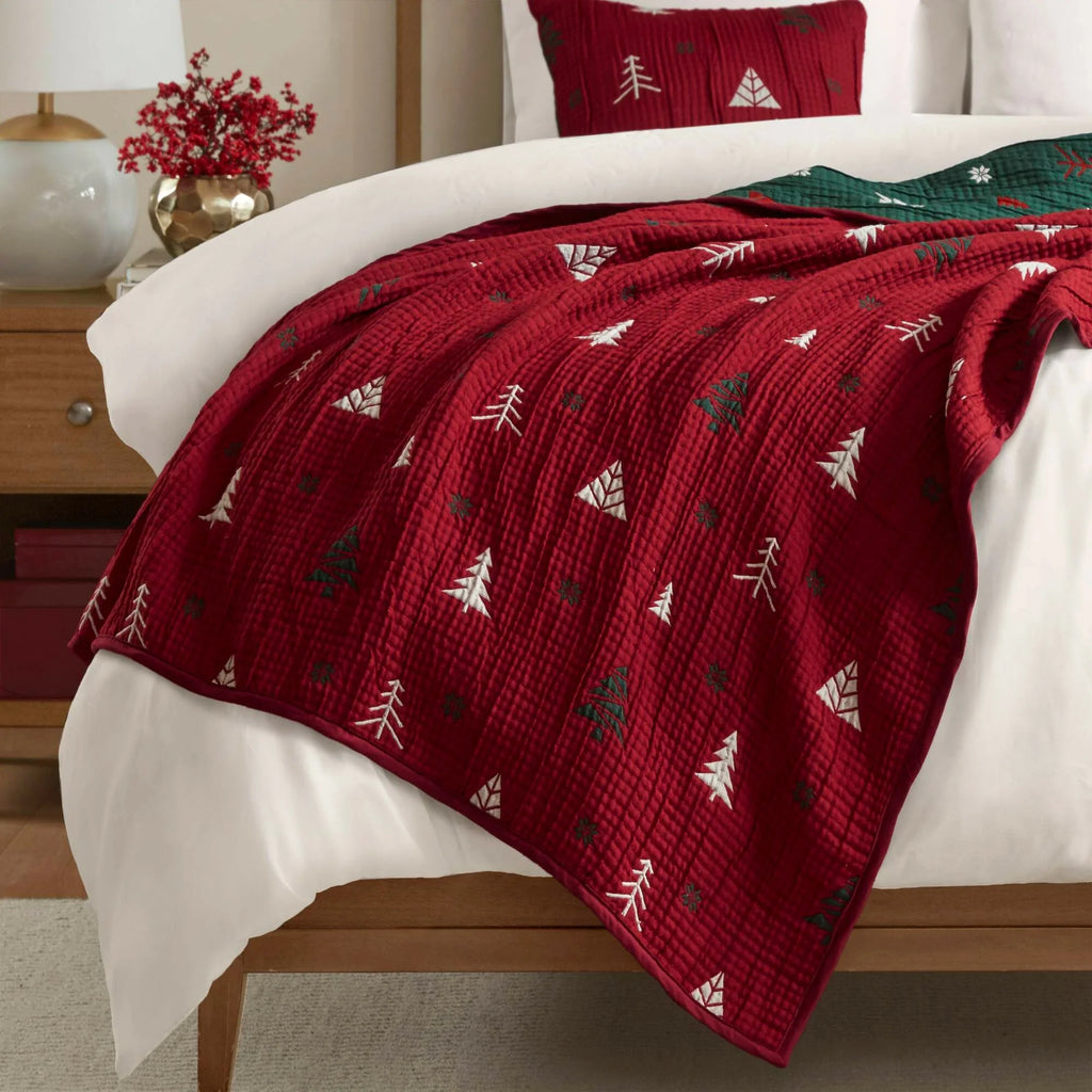 Winter Red Throw Set-Cozy and Soft Blanket for Christmas