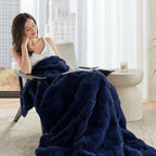 Winter Navy Throw Set-Cozy and Soft Blanket for gift