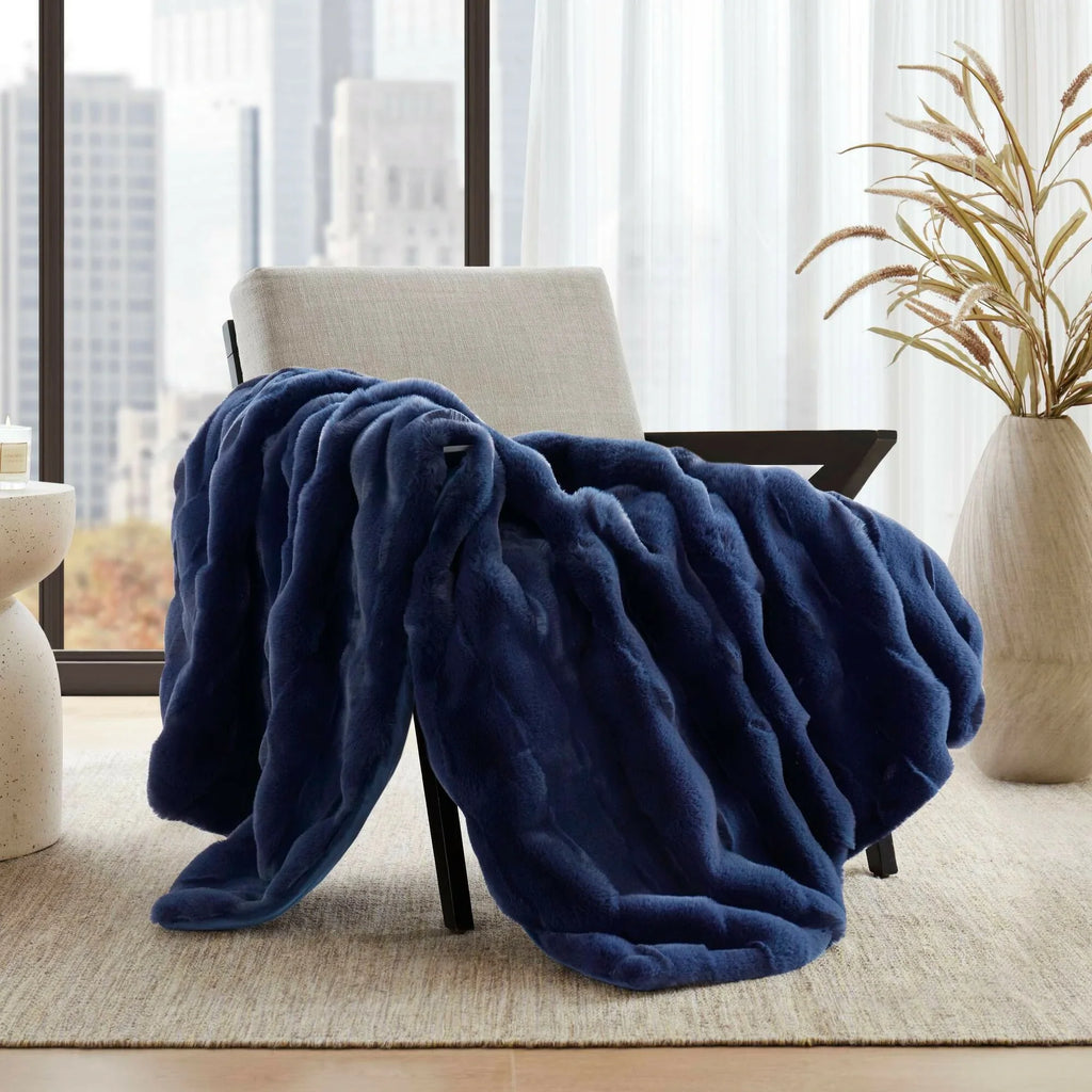 Winter Navy Throw Set-Cozy and Soft Blanket for gift