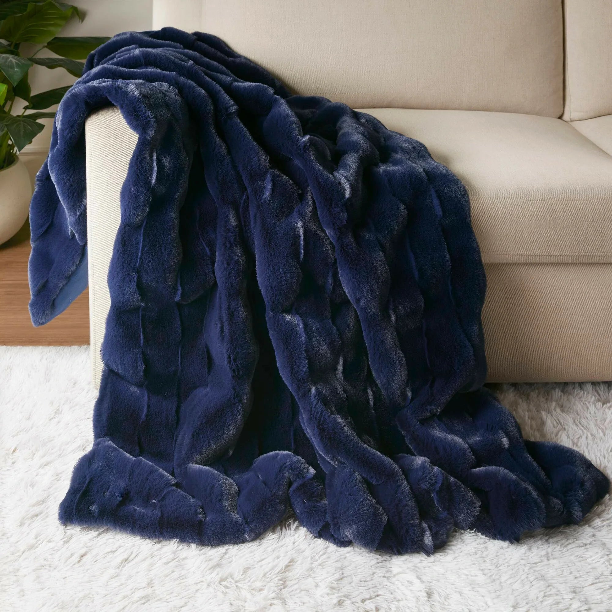 Winter Navy Throw Set-Cozy and Soft Blanket for gift