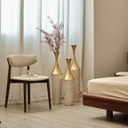 Woven Metal Floor Vase Set of 3,Modern Home Decor with Golden Accents