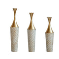 Woven Metal Floor Vase Set of 3,Modern Home Decor with Golden Accents