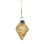 Set of 12 Amber Diamond Shaped Glass Christmas Ornaments 4.4 Inch Decor